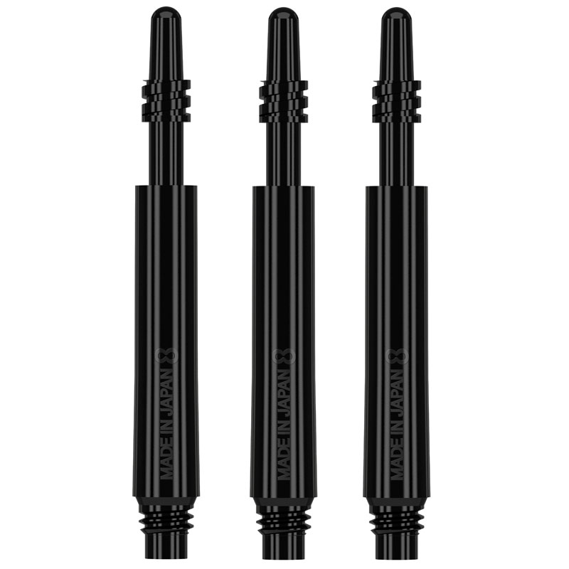 8 Flight Black Spinning Shafts Inbetween 26mm Dartstore Suomi