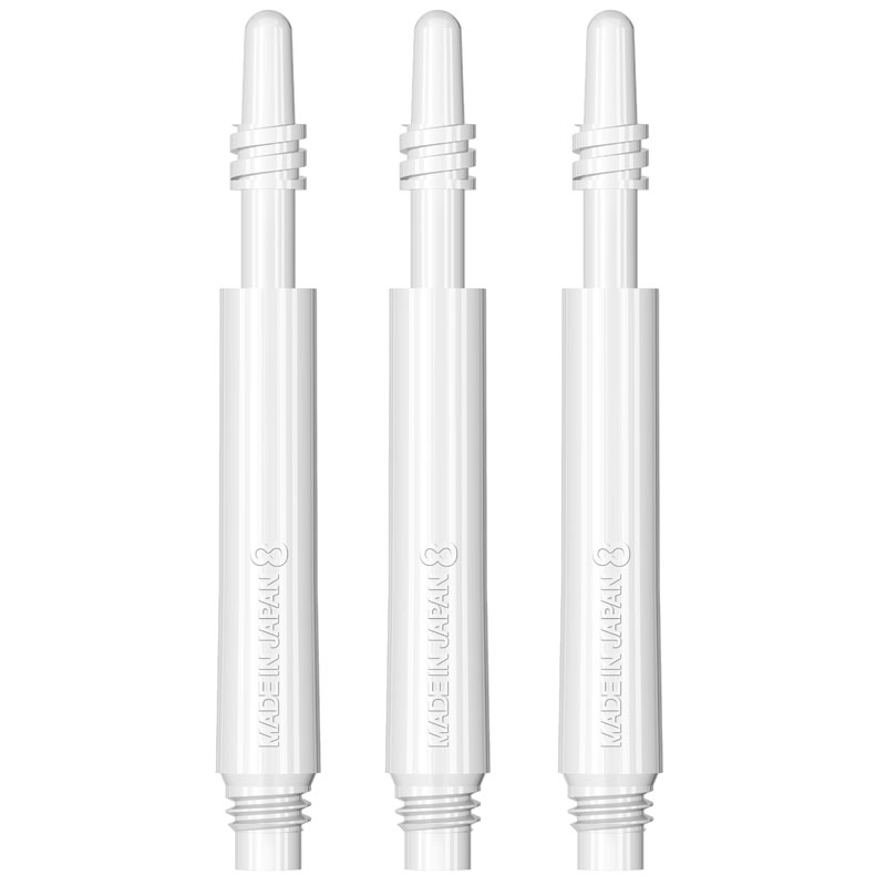 8 Flight White Spinning Shafts Inbetween 26mm Dartstore Suomi